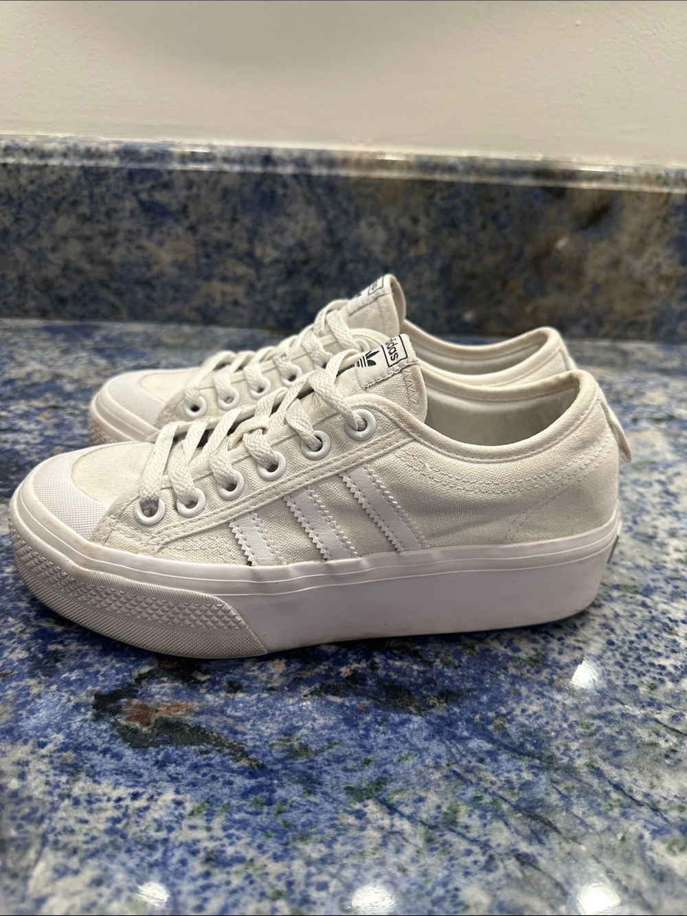 Adidas White Platform Canvas Sneaker Women’s size 7